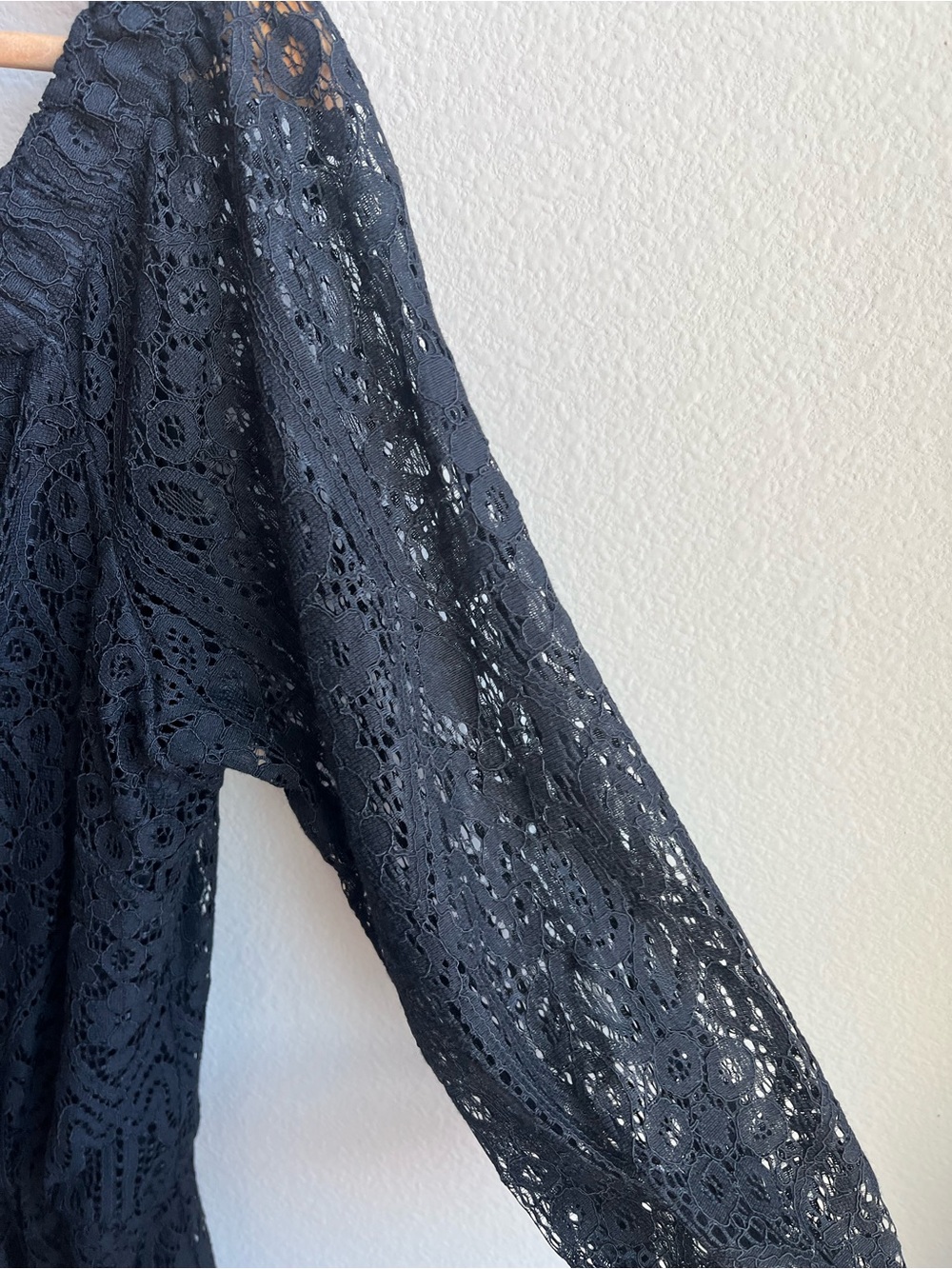 White House Black Market Black Lace Off the Shoulder Dress Vintage Romantic Boho - Picture 3 of 10